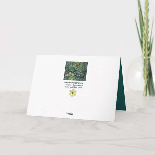 BOSDIEREN Hazen, Fazantvogel, Groene bloemen Feestdagen Kaart (Achterkant)