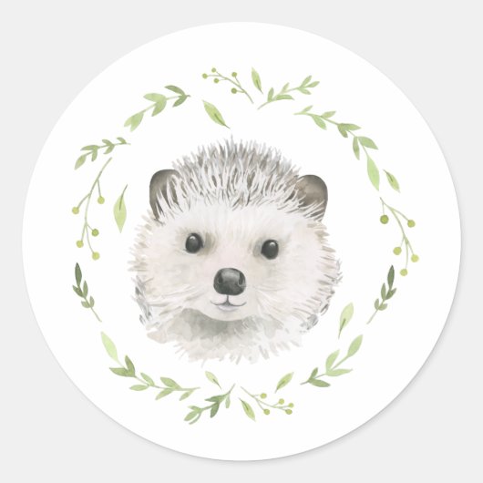 Bosdieren Hedegel Greenery Woodland Cute Ronde Sticker (Voorkant)