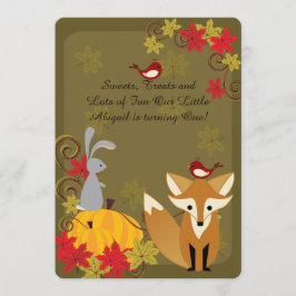 Bosdieren Herfst 1e Verjaardagsuitnodiging Kaart