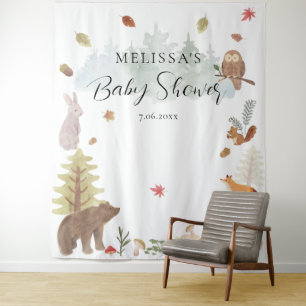 Bosdieren Herfst Baby shower Achtergrond Wandkleed