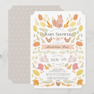 Bosdieren Herfstloof Baby Shower Kaart