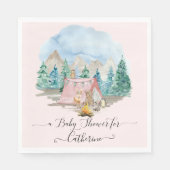 Bosdieren Herten Beer Rustiek Roze Baby shower Servet (Voorkant)