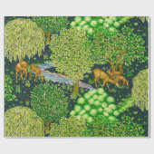 BOSDIEREN, HERTEN DOOR EEN BEEKGROENE BLOEM CADEAUPAPIER (Vlak)