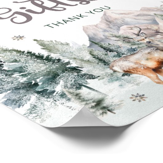 Bosdieren Herten Winter Kaarten en geschenken Poster (Hoek)