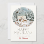 Bosdieren Herten Winterscape Kerstmis Feestdagenkaart (Voorkant)