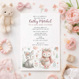 Bosdieren "Het is een meisje" Baby Shower Kaart