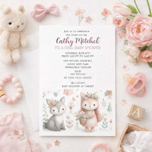 Bosdieren "Het is een meisje" Baby Shower  Kaart