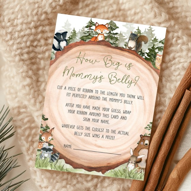 Bosdieren Hoe Groot Is Mama's Buik Spel (Boy Woodland Animals Baby Shower How Big Is Mommy's Belly Game)