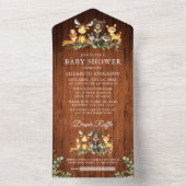 Bosdieren Hout Baby shower en Raffle All In One Uitnodiging (Binnen)