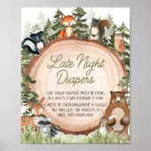 Bosdieren Hout Slice Late Night Luiers Poster (Voorkant)