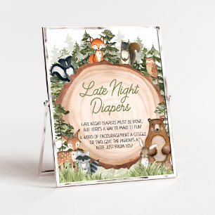 Bosdieren Hout Slice Late Night Luiers Poster