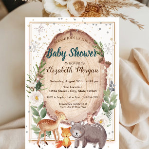 Bosdieren Houten Baby Shower Uitnodiging
