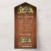 Bosdieren Houten Douche en Raffle All In One Uitnodiging (Binnen)