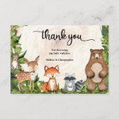 Bosdieren houten slice greenery bedankt informatiekaartje (Voorkant)
