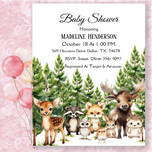 Bosdieren In Bos Baby Shower Uitnodiging