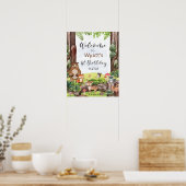 Bosdieren in bos welkom bord poster (Keuken)