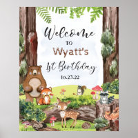 Bosdieren in bos welkom bord poster