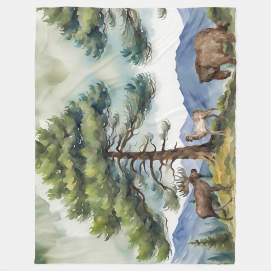 Bosdieren in de bergen Fleece Deken (Voorkant)