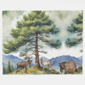 Bosdieren in de bergen Fleece Deken (Voorkant (Horizontaal))