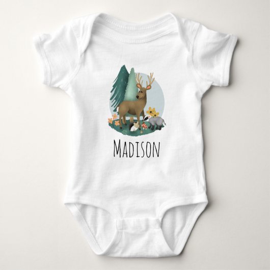 Bosdieren in de Cute & Rustic Woodland Romper (Voorkant)
