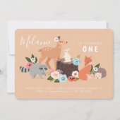 Bosdieren in de Cute Woodland First 1st Birthday Kaart (Voorkant)