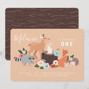 Bosdieren in de Cute Woodland First 1st Birthday Kaart