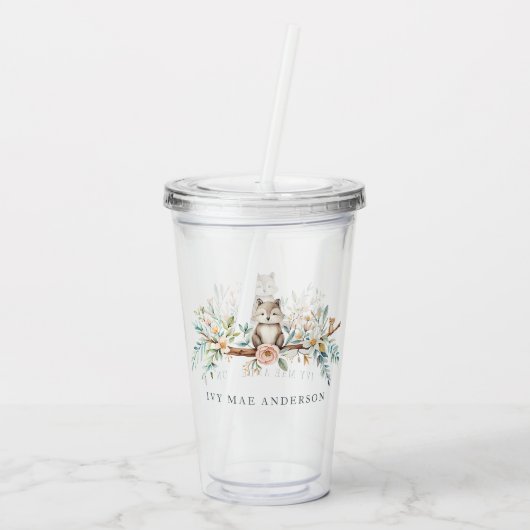 bosdieren in de Waterverf Acryl Drinkbeker (Achterkant)