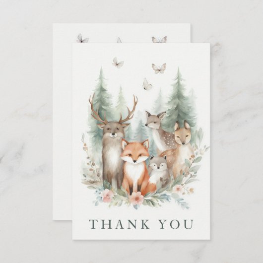 bosdieren in de Waterverf Bedankkaart (Voorkant / Achterkant)