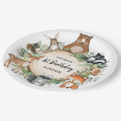 Bosdieren in de zoete bossen 1e verjaardag papieren bordje (Gekanteld)