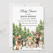 Bosdieren in het Baby shower van het bos Kaart (Voorkant)