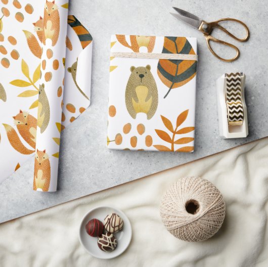 Bosdieren in het bos cadeaupapier (Crafts)