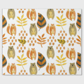 Bosdieren in het bos cadeaupapier (Vlak)