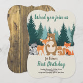 Bosdieren in het bos Eerste verjaardag Kaart (Voorkant / Achterkant)