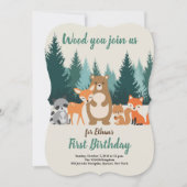 Bosdieren in het bos Eerste verjaardag Kaart (Voorkant)