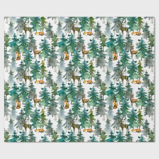 Bosdieren in het Forest Waterverf Pattern Cadeaupapier (Vlak)