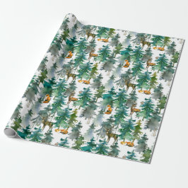 Bosdieren in het Forest Waterverf Pattern Cadeaupapier