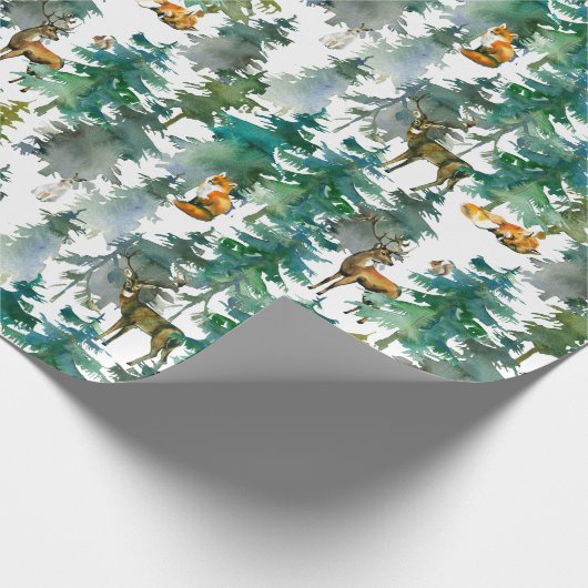 Bosdieren in het Forest Waterverf Pattern Cadeaupapier (Hoek)