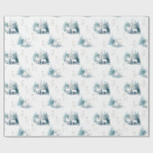 Bosdieren in het winterbospatroon cadeaupapier (Vlak)