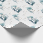Bosdieren in het winterbospatroon cadeaupapier (Hoek)