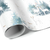 Bosdieren in het winterbospatroon cadeaupapier (Rol Hoek)