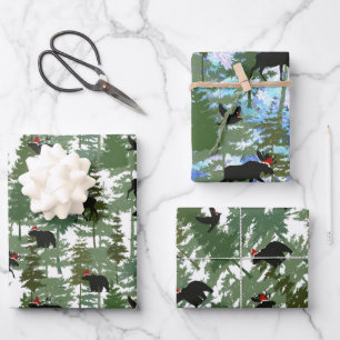 Bosdieren in Santa Hats Inpakpapier Vel