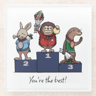 Bosdieren Je bent de beste! Cadeau Podium Kunst Glazen Onderzetter