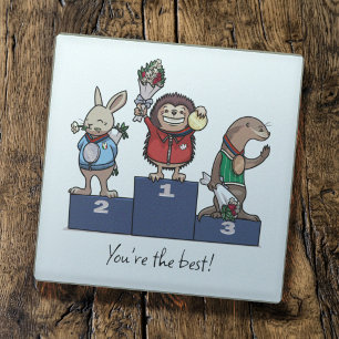 Bosdieren Je bent de beste! Cadeau Podium Kunst Glazen Onderzetter