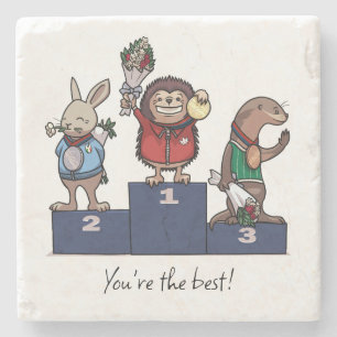 Bosdieren Je bent de beste! Cadeau Podium Kunst Stenen Onderzetter