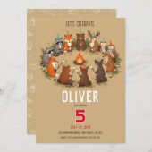 Bosdieren Kampvuur Verjaardagsfeestje Kaart (Voorkant / Achterkant)