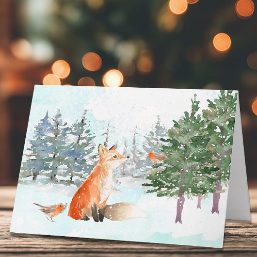 Bosdieren Kerst Waterverf Kaart