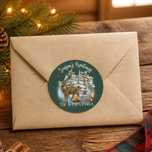 Bosdieren Kerstmis Ronde Sticker