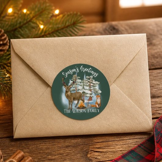 Bosdieren Kerstmis Ronde Sticker