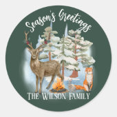 Bosdieren Kerstmis Ronde Sticker (Voorkant)