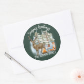 Bosdieren Kerstmis Ronde Sticker (Envelop)
